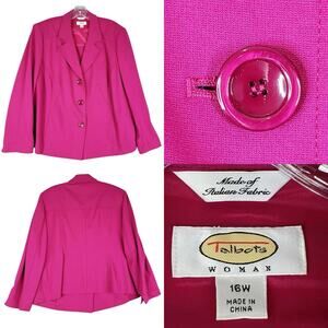 Talbots Blazer Jacket Women’s Plus Size 16W Stretch Button Berry Pink